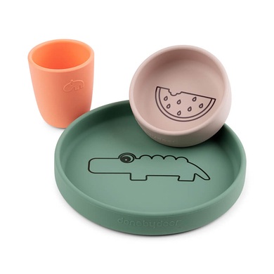 Done by Deer? Geschirr-Set Croco Farbmix, Silikon