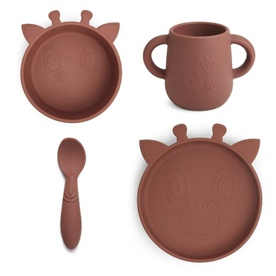 nuuroo Geschirrset Lykke Giraffe 4-teilig, Mahogany