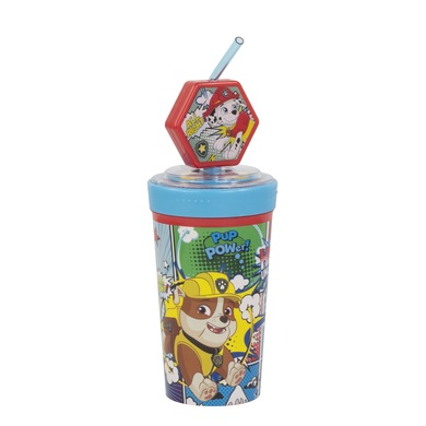 p:os Trinkbecher Paw Patrol mit Strohhalm 475 ml, 3D Figur