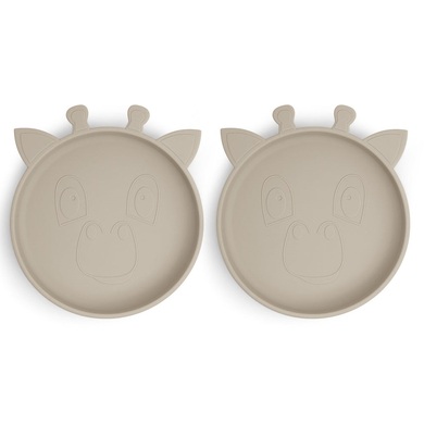nuuroo Silikonteller Akila Giraffe 2 Stück, Cobblestone