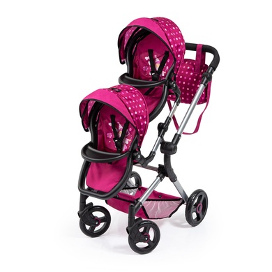 Bayer Puppen-Zwillingsbuggy »Twin Neo, bordeaux«, mit Wickeltasche