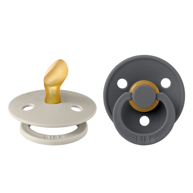 BIBS® Schnuller Colour Anatomischer Sauger Sand & Iron 0-6 Monate, 2 Stk.