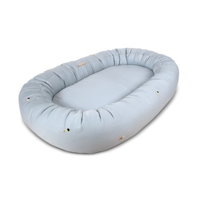 Filibabba Babynest 2. Generation ? Cool Summer Stickerei ? Pearl Blue