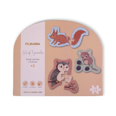 Filibabba Set mit 7 Puzzles - Nordische Tierwelt