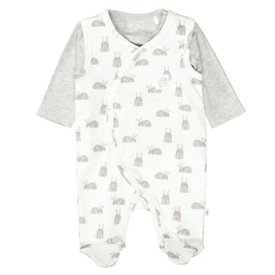 Staccato Strampler+Shirt cream white gemustert