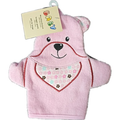 Hütte Waschhandschuhe Bär rosa