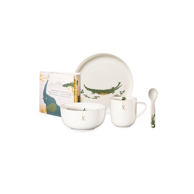 ASA - Kinder Geschirr-Set KIDS - Keramik - weiss/gelb/grün - 21.5/25.3/10 cm