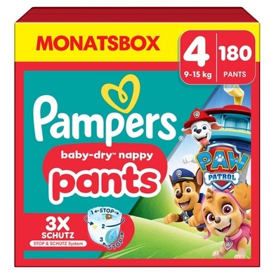 Pampers Baby-Dry Pants Paw Patrol, Gr. 4 Maxi, 9-15kg, Monatsbox (1 x 180 Windeln)