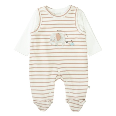 Staccato Strampler+Shirt warm white gestreift