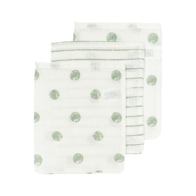 MEYCO Musselin Waschhandschuhe 3er-Pack Dot Stripe Soft Green