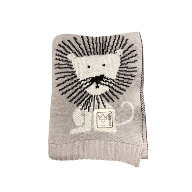 Strick-Babydecke LION (80x100) in grau