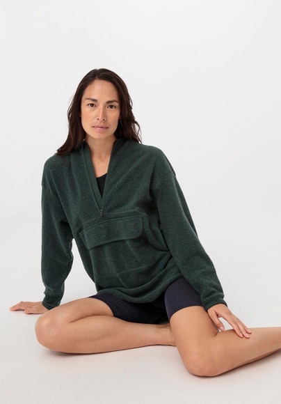 Loungewear Fleece Hoodie ACTIVE LIGHT aus Bio-Baumwolle - grün GrösseS