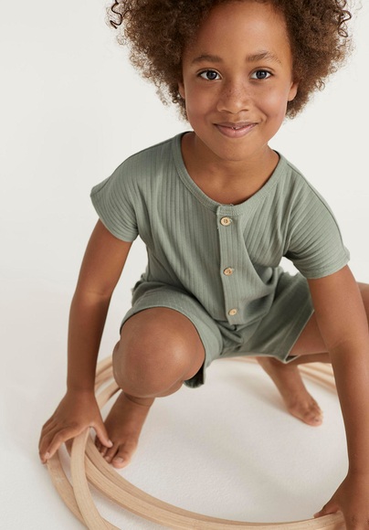 Kinder Jumpsuit aus Bio-Baumwolle - grün Grösse98/104