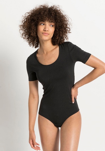 Damen Body Kurzarm - schwarz Grösse38