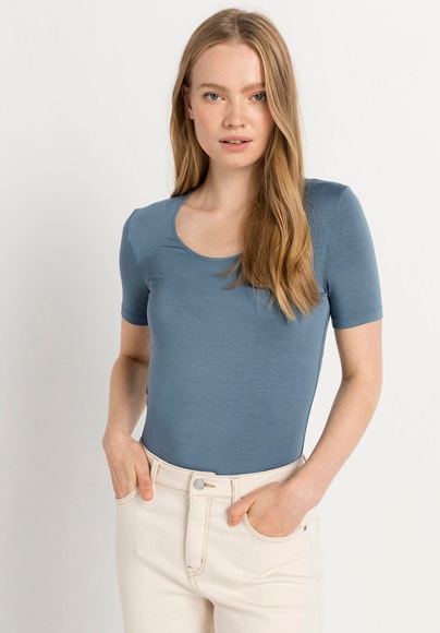 Damen Body Kurzarm - chinablau Grösse44