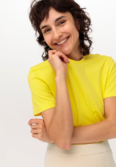 Damen Kurzarm-Shirt aus Bio-Baumwolle - gelb Grösse40