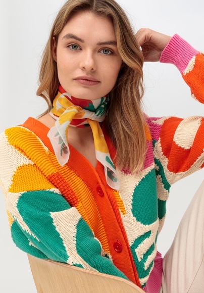 Damen LIV LEE X HESSNATUR Tuch aus Bio-Baumwolle mit Leinen - lila Grösse70x70 cm