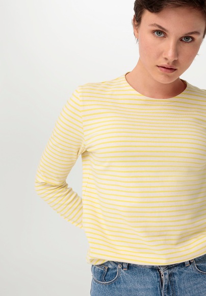 Damen Langarm-Ringelshirt aus Bio-Baumwolle - gelb Grösse40