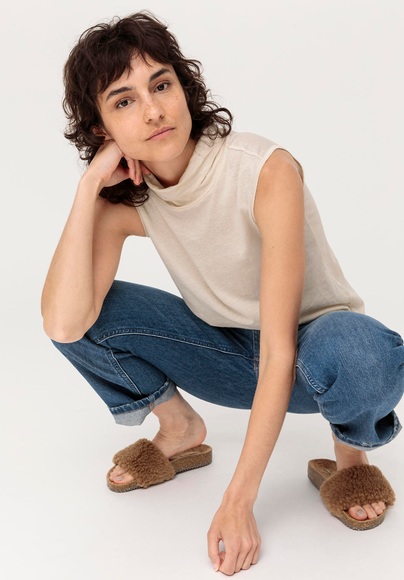 Damen Top aus Bio-Baumwolle - naturfarben Grösse36