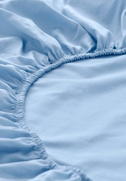 Satin-Spannbetttuch aus Bio-Baumwolle - blau Grösse140-160x200 cm
