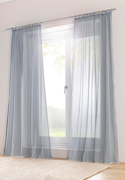Vorhang mit Gardinenband aus Bio-Baumwolle - blau Grösse225x135cm