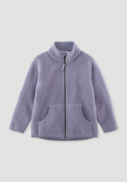 hessnatur Kinder Wollfleece Jacke Regular - lila Grösse122/128