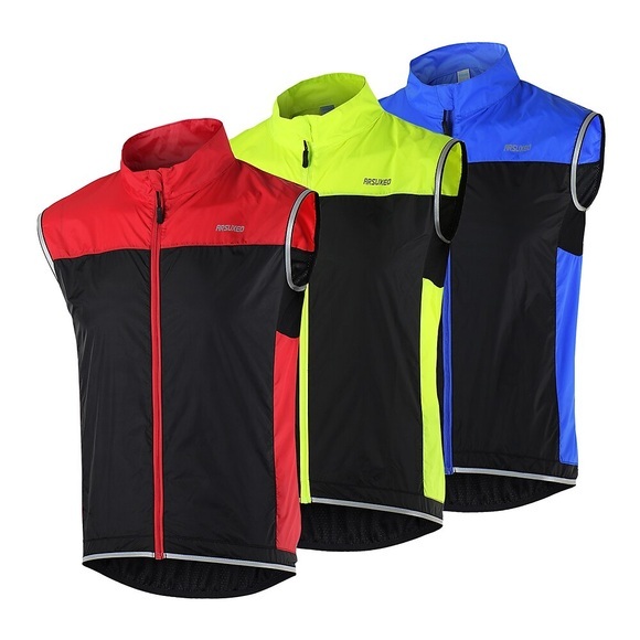Arsuxeo Herren Fahrradweste Warnschutz Windundurchlässig Atmungsaktiv Rasche Trocknung Fahhrad Weste / Fahrradweste Jacke MTB Mountain Rennrad Schwarz Rrot Schwarz grün Schwarz blau Fahrradbekleidung Lightinthebox
