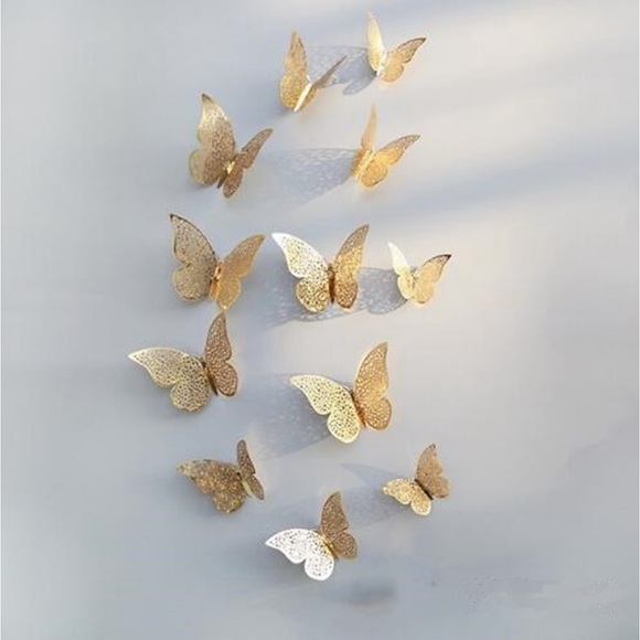 3D-Schmetterlings-Wanddekoration, Partydekoration, Kuchendekoration, entfernbare Aufkleber, Wanddekoration, Wandbild, Metallic, Kinder, Schlafzimmer, Kinderzimmer, Klassenzimmer, Hochzeitsdekoration, Lightinthebox
