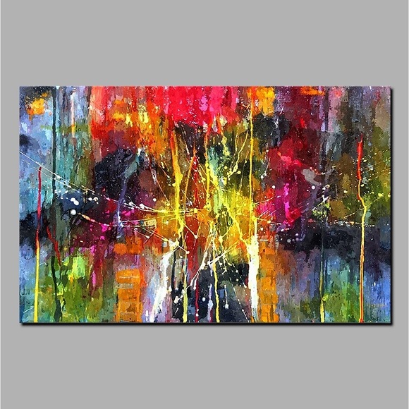 Ölgemälde 100% Handarbeit handgemalte Wandkunst auf Leinwand horizontal abstrakt modern bunt Heimdekoration Dekor gerollte Leinwand ohne Rahmen ungedehnt Lightinthebox