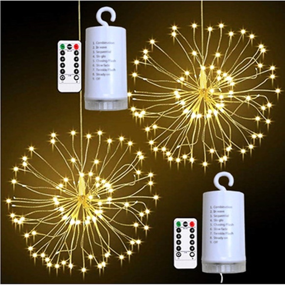 wasserdichte Feuerwerkskörper im Freien 180 LED Starburst Kupferdraht Funkeln Lichter 8 Modi Lichterketten mit Remote-Hängelampen für Party Hochzeit Terrasse Schlafzimmer Garten Dekoration Lightinthebox