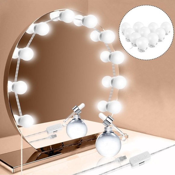 LED-Make-up-Schminkleuchten zum Aufkleben auf den Spiegel mit 10 dimmbaren Glühbirnen, USB-Kabel, 4,6 m, 15 Fuß, weiß Lightinthebox