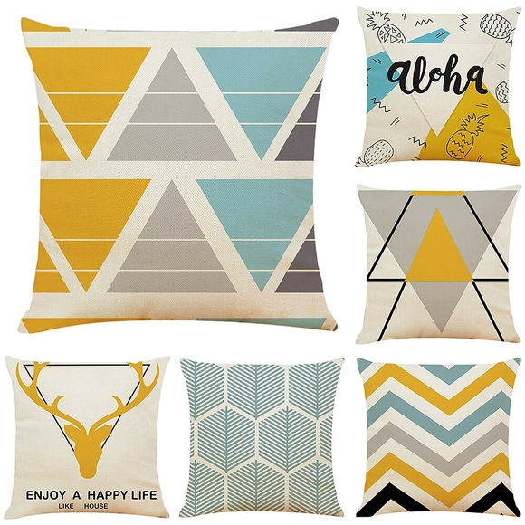 set von 6 geometrischen geweih quadratischen dekorativen kissenbezügen sofakissenbezüge hause sofa dekoratives faux leinenkissen für sofa couch bett stuhl Lightinthebox