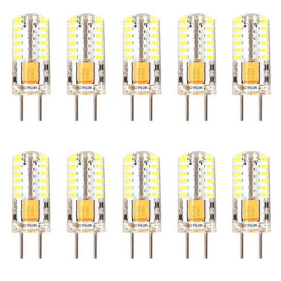 10 stücke gy6.35 bi pin 3 watt led mais glühbirnen 300 lm 30 watt halogenlampe äquivalent 300 lm smd 3014 warmweiß für rv deckenventilatoren beleuchtung ac/dc 12 v Lightinthebox