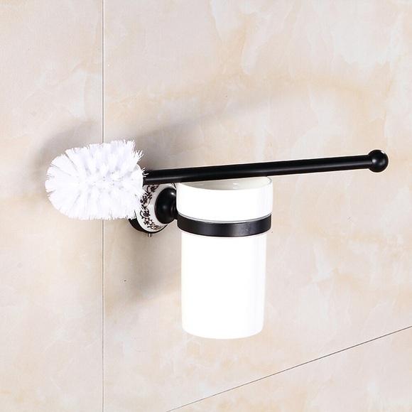 WC-Bürste mit Halter, Antik-Messing-Keramik, Wandmontage, gummierte WC-Bürste und Halter für Badezimmer Lightinthebox