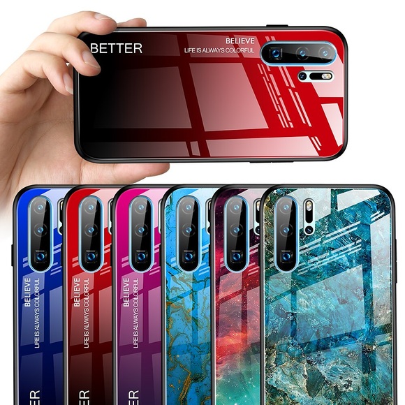 Telefon Hülle Handyhüllen Für Huawei Ganzkörper-Gehäuse Huawei P20 Huawei P20 Pro Huawei P20 lite Huawei P30 Huawei P30 Pro Huawei P30 Lite Spiegel Farbverläufe TPU Gehärtetes Glas Lightinthebox