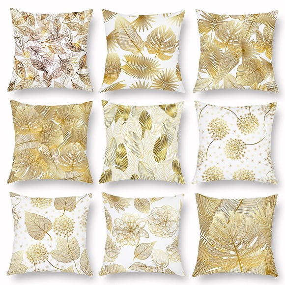 1 Stück Samtkissenbezug, floral floralamp;Pflanzen klassisches pastorales Quadrat traditionelles klassisches Outdoor-Kissen für Sofa-Couch-Bett-Stuhl golden Lightinthebox