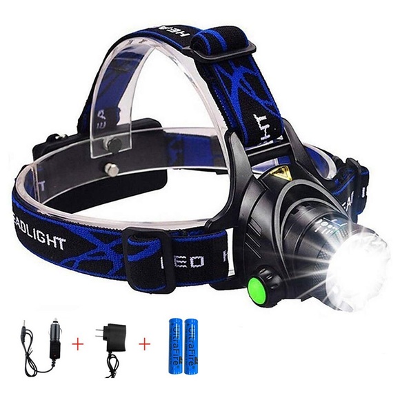 Stirnlampen Fahrradlicht Wasserfest 2000 lm LED Sender 4.0 Beleuchtungsmodus inklusive Batterien und Ladegeräten Wasserfest Campen und Wandern Jagd Angeln UK AU EU USA Blau / Aluminium-Legierung Lightinthebox