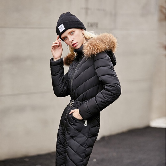 Damen Overall Skianzug mit Kunstfell Outdoor Winter thermisch warm winddicht atmungsaktiv Wintersport Einteiler Schneeanzug Bekleidung Anzug zum Skifahren Camping / Wandern Wintersport / einfarbig Lightinthebox