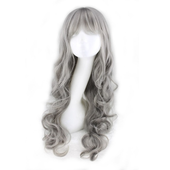 Synthetische Perücken Locken Asymmetrischer Haarschnitt Maschinell gefertigt Perücke Lang Grau Synthetische Haare 27 Zoll Damen Grau / Freizeitskleidung Lightinthebox