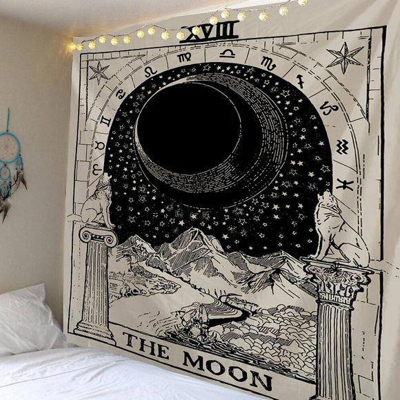 Tarot Wahrsagerei Wandteppich Kunst Dekor Decke Vorhang Picknick Tischdecke hängen zu Hause Schlafzimmer Wohnzimmer Wohnheim Dekoration mysteriöse böhmische Mondgalaxie Lightinthebox