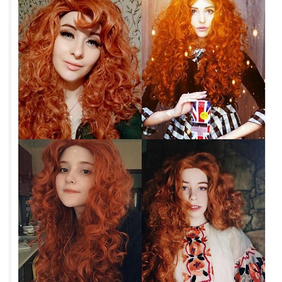 Mutig Merida Cosplay Perücken Damen Asymmetrischer Haarschnitt 28 Zoll Hitzebeständige Faser Locken Braun Erwachsene Anime Perücke Lightinthebox