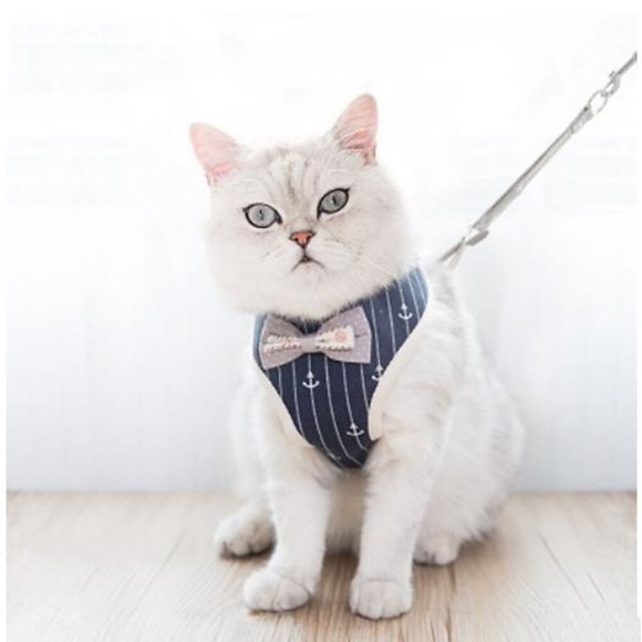 Katzen Geschirre Leinen Einstellbar Weich Sicherheit Plaid / Karomuster Streifen Baumwolle Grau Rosa Dunkelblau Rot 2St Lightinthebox