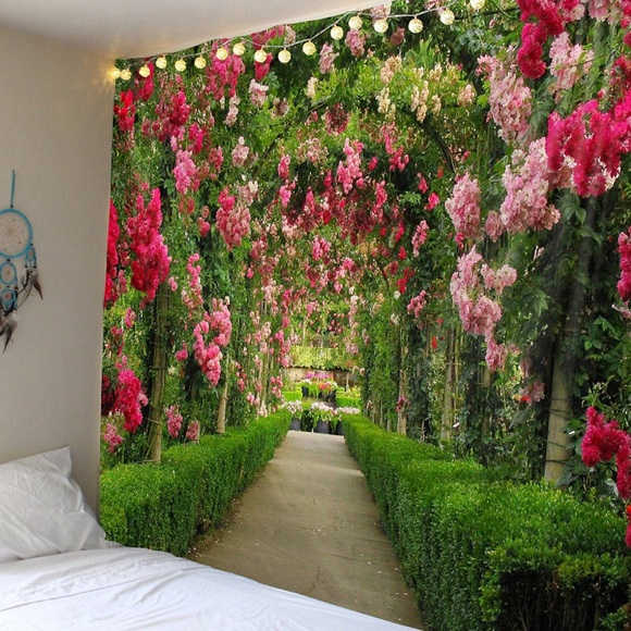 Wandteppich Kunst Dekor Decke Vorhang Picknick Tischdecke hängen zu Hause Schlafzimmer Wohnzimmer Wohnheim Dekoration Natur Landschaft Garten Weg Pflanze Blumenblume Lightinthebox