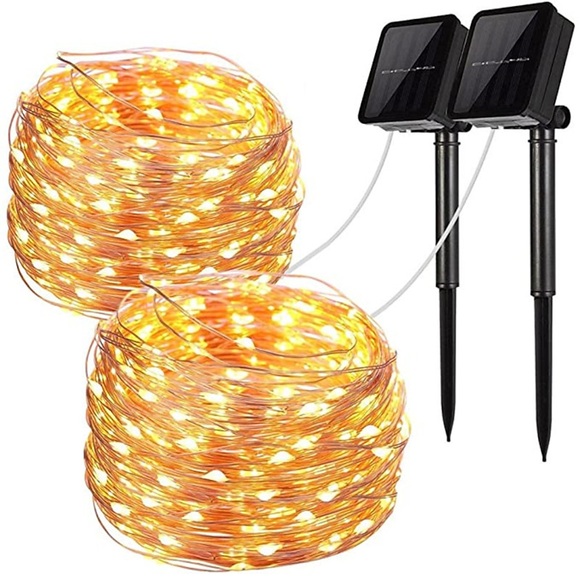 2 Stück Solar-Lichterketten im Freien, 12 m, 100 LEDs, warmweiß, rgb, mehrfarbig, wasserdicht, für Garten, Terrasse, Party, Urlaub, Weihnachten Lightinthebox