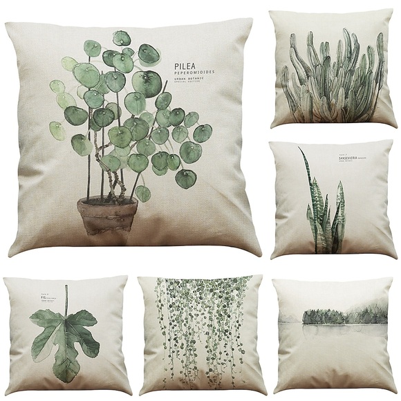 1 Satz von 6 Stück Kissenbezug botanische Serie dekorative Dekokissenbezug Heimsofa dekoratives Outdoor- / Indoor-Kissen für Sofa-Couch-Bett-Stuhl Lightinthebox
