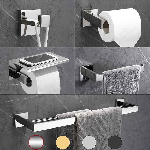 Badezimmerzubehör-Set, Edelstahl enthalten mit Handtuchhalter, Kleiderhaken, Toilettenpapierhalter und Badezimmerregal, wandmontiert, poliert/gebürstet/lackiert Lightinthebox