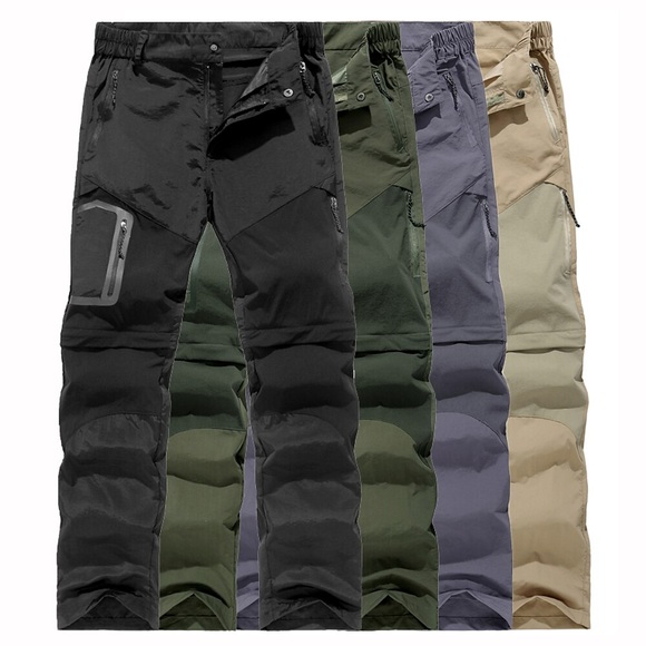 Herren Wanderhose Zip Off Hose Wanderhose Wanderhosen Sommer Außen Atmungsaktiv Wasserdicht Rasche Trocknung Leicht Hosen / Regenhose Unten Tasche mit Reißverschluss Elastische Taille Schwarz Lightinthebox