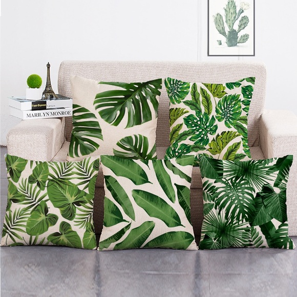 1 Satz von 5 Stück grünes Blatt botanische Serie Dekokissenbezüge moderne dekorative Dekokissenbezug Kissenbezug für Zimmer Schlafzimmer Schlafzimmer Sofa Stuhl Auto Outdoor Kissen für Sofa Couch Lightinthebox