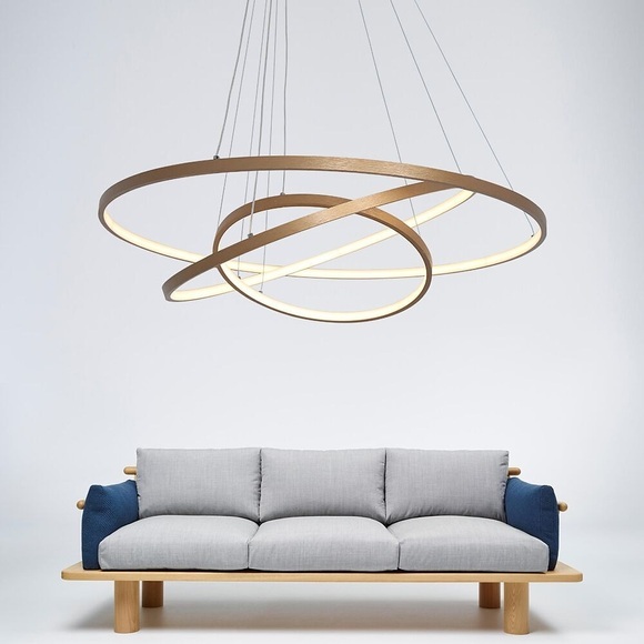 3-flammige LED-Pendelleuchte 80/60/40cm Kreis matt gebürstetes Design Goldaluminium lackierte Oberflächen modernes Esszimmer Wohnzimmerleuchten nur dimmbar mit Fernbedienung Lightinthebox