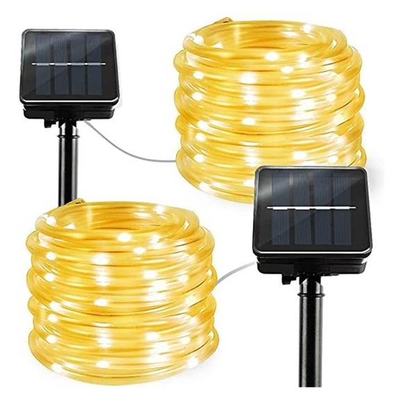 Outdoor Solar Lichterkette 2 Stück 1 Stück Seilröhre LED Solar Lampe 12m 100 LED Lichterketten Outdoor Fee Urlaub Weihnachtsfeier Solar Garten Licht wasserdicht Luz Solar LED Solar Garten Licht Lightinthebox